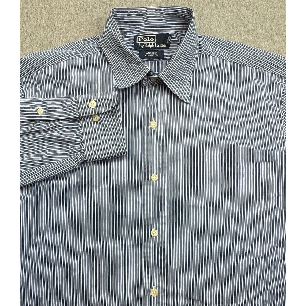 Polo Ralph Lauren‎ Shirt Mens 16 - 34/35 Striped Andrew Classic Fit Button Up